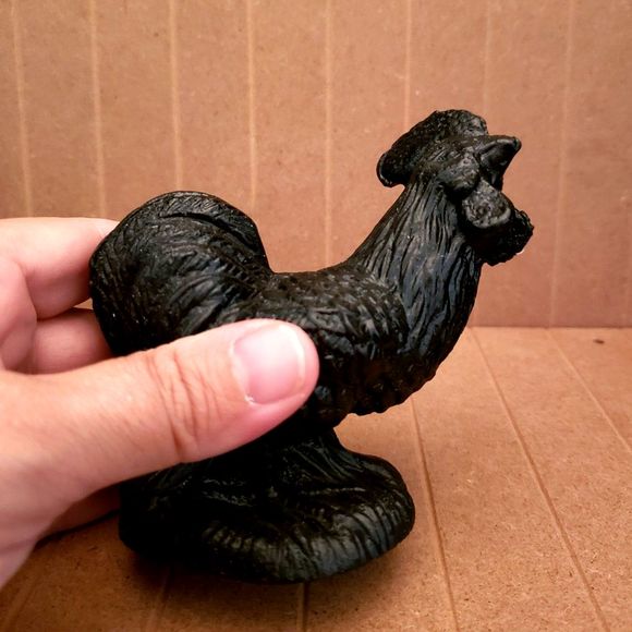 Black Coal Rooster Figurine Chicken Decor Farmhouse Vintage - Picture 12 of 14